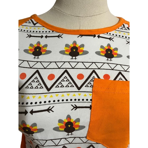Women's Thanksgiving Turkey Print Long-Sleeved T-Shirt XS 3/5​ - Picture 2 of 3